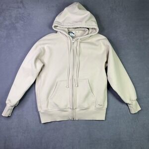 TNA Sweatfleece Zip Hoodie‎ Womens XS Beige Cozy Fleece Boyfriend Fit Sweatshirt